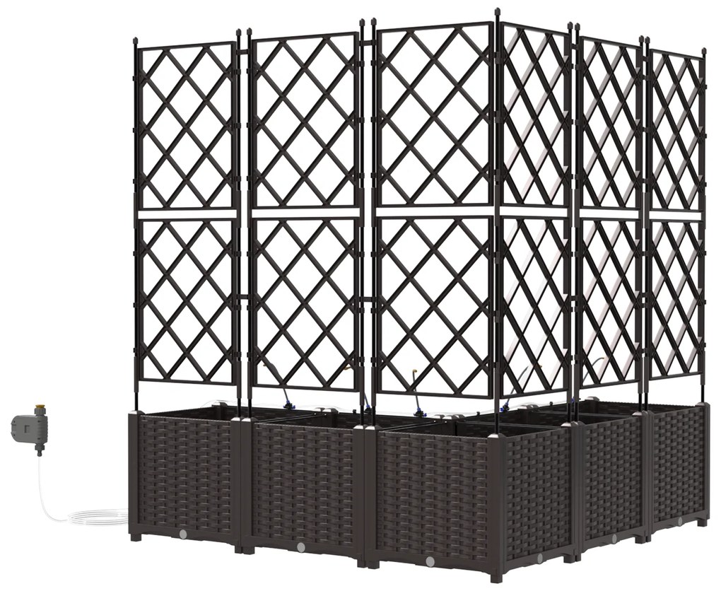 vidaXL Γλάστρες Κήπου 1 τεμ Καφασωτό Καφέ 120 x 120 x 142 cm Πλαστικό