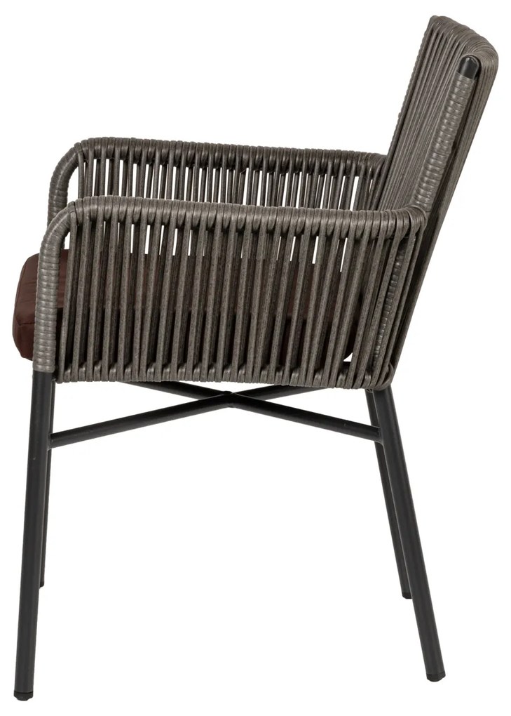 Πολυθρόνα Κήπου BLUENILE Μαύρο/Γκρι Αλουμίνιο/Rattan 56x60x89cm - 14840015 - 14840015