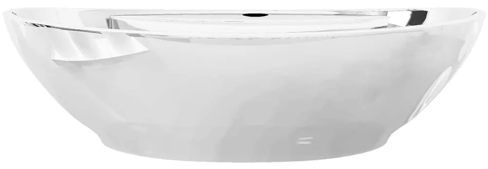 vidaXL Νιπτήρας με Οπή Υπερχείλισης Ασημί 58,5x39x21 εκ. Κεραμικός