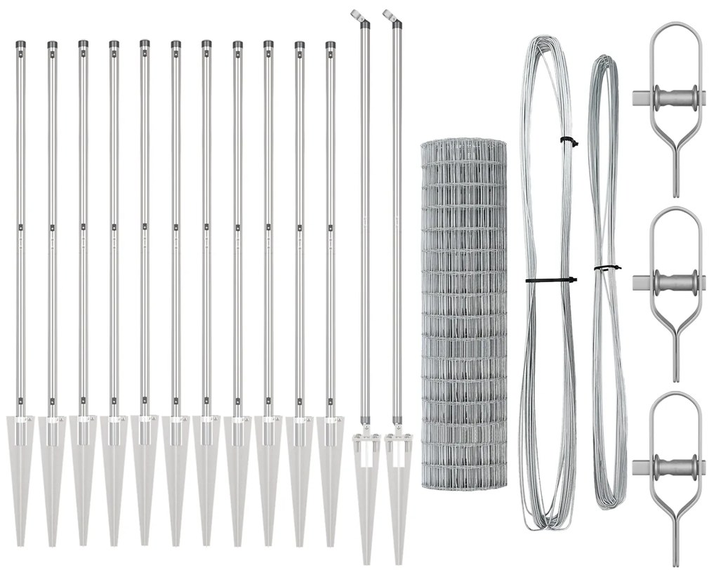 vidaXL Euro Fence με 13 αιχμηρούς πόλους 1.2x25 μ γαλβανισμένο ατσάλι