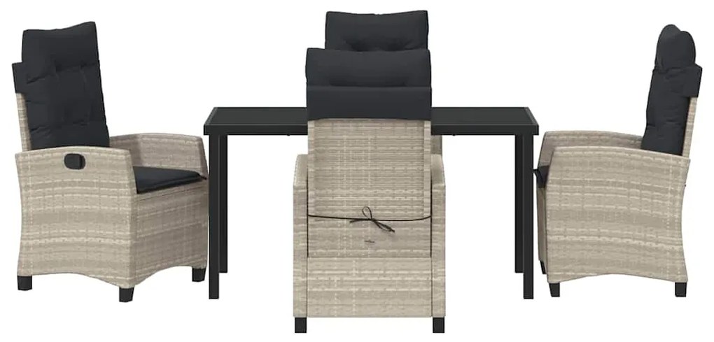 vidaXL Σέτ φαγητού για κήπο 5 pcs Ανοιχτό γκρι συνθετικό ρατάν