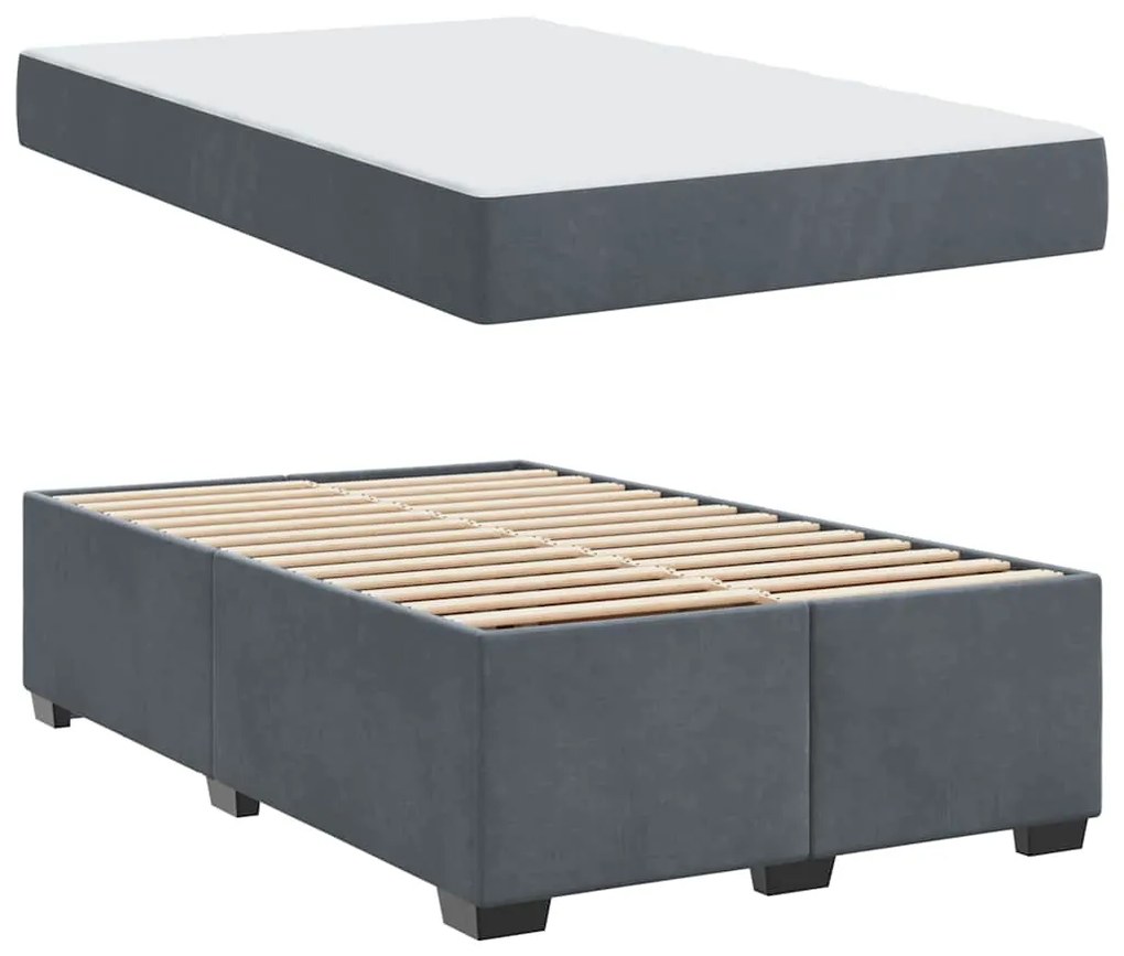 vidaXL Σκελετός Κρεβατιού με στρώμα Σκούρο Γκρι 120 x 190 cm ύφασμα