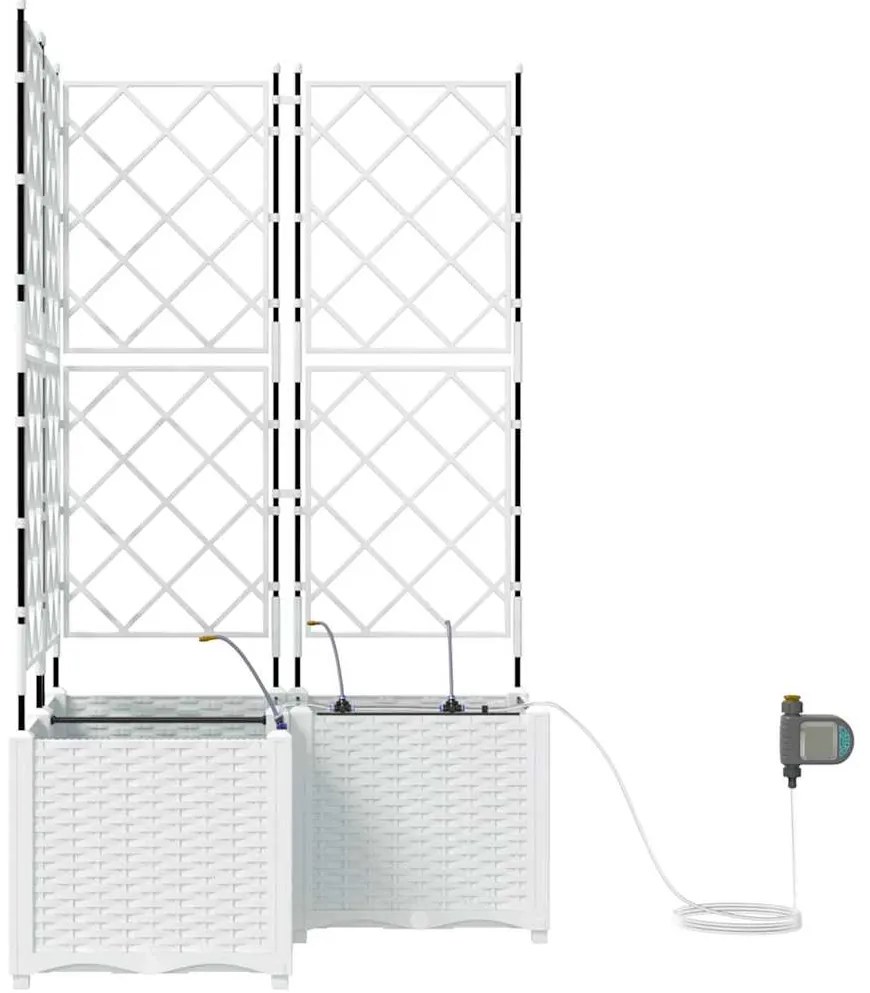 vidaXL Ζαρντινιέρες κήπου Λευκό 80 x 80 x 142 cm Ατσάλι