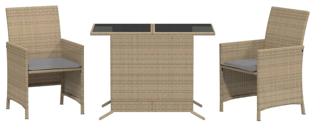 vidaXL Σετ Επίπλων Bistro 3 τεμ. Μικτό Μπεζ Συνθ. Ρατάν με Μαξιλάρια
