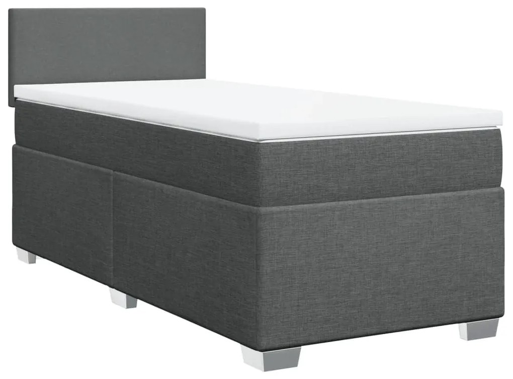 vidaXL Κρεβάτι Boxspring με Στρώμα Σκούρο Γκρι 100x200 εκ. Υφασμάτινο