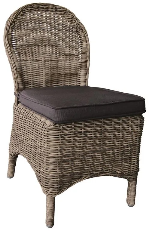 MONTANA Καρέκλα Τραπεζαρίας Κήπου ALU, Φ5mm Round Wicker Grey Brown, Μαξιλάρι Ανθρακί  48x65x91cm Ε654