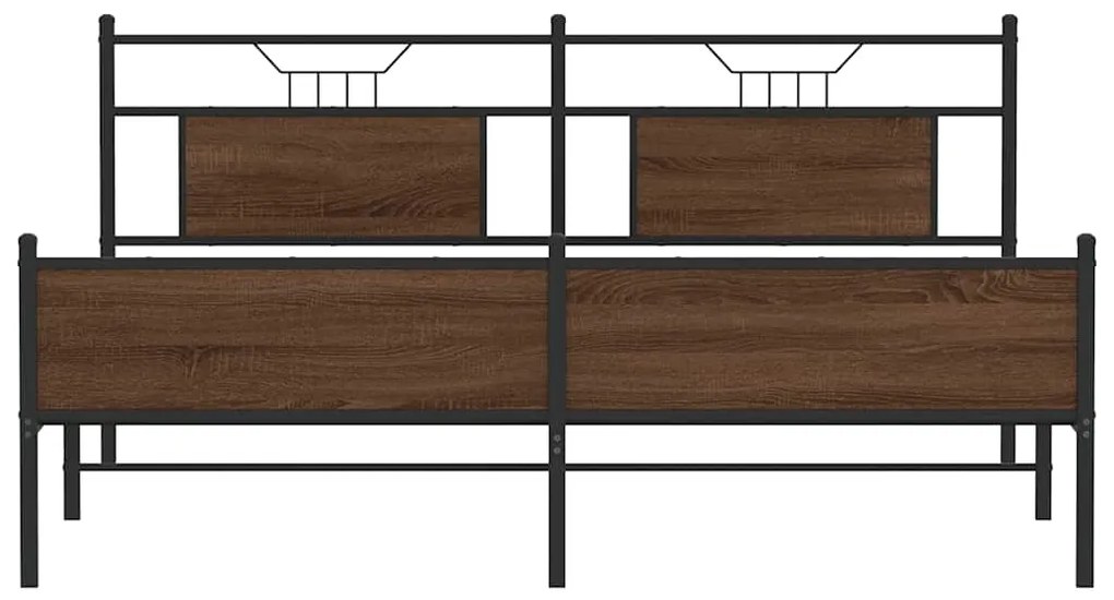 vidaXL Σκελετός Κρεβ. Χωρίς Στρώμα Καφέ Δρυς 180x200 εκ. Μεταλλικό
