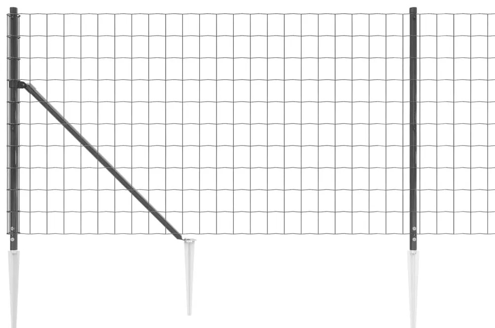 vidaXL Συρματόπλεγμα Περίφραξης Ανθρακί 0,8 x 25 μ. με Καρφωτές Βάσεις