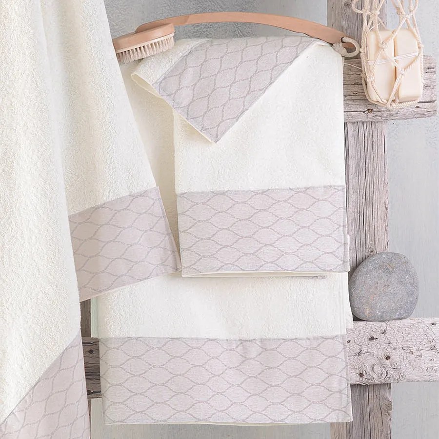 Πετσέτες Μπάνιου (Σετ 3τμχ) Rythmos Taira Beige 500gsm Εκρού ΣΥΣΚΕΥΑΣΙΑ ΚΟΥΤΙ