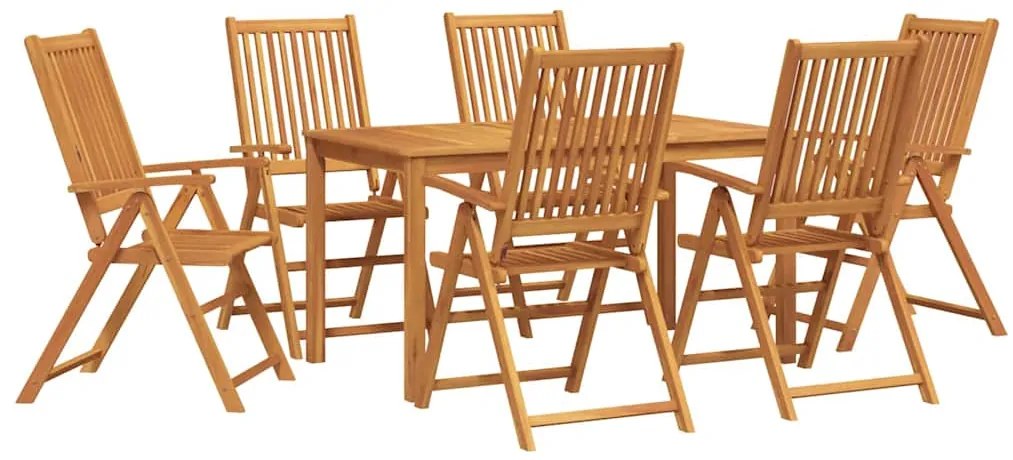 vidaXL Σέτ φαγητού για κήπο Πτυσσόμενος 7 pcs Καφέ Μασίφ ξύλο ακακίας
