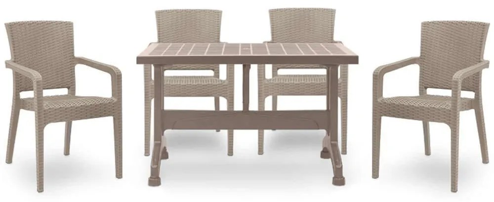 Τραπεζαρία Callan (Σετ 5Τμχ) 0226721 120x70cm Cappuccino Four Seater