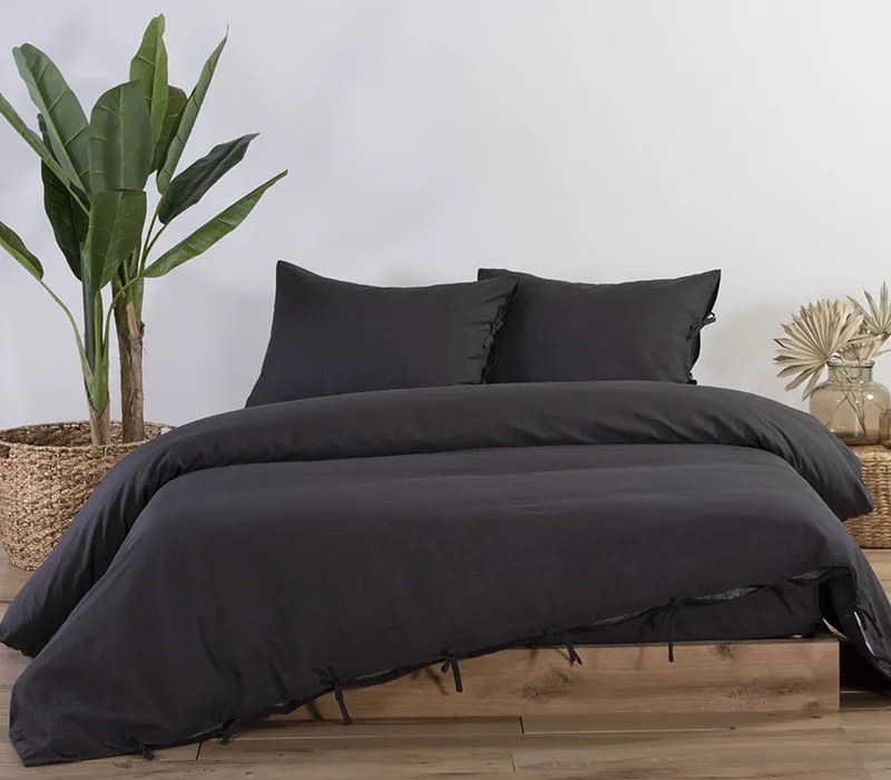 Παπλωματοθήκη King Size Cotton-Linen Anthracite 260x240 - Nef-Nef Homeware