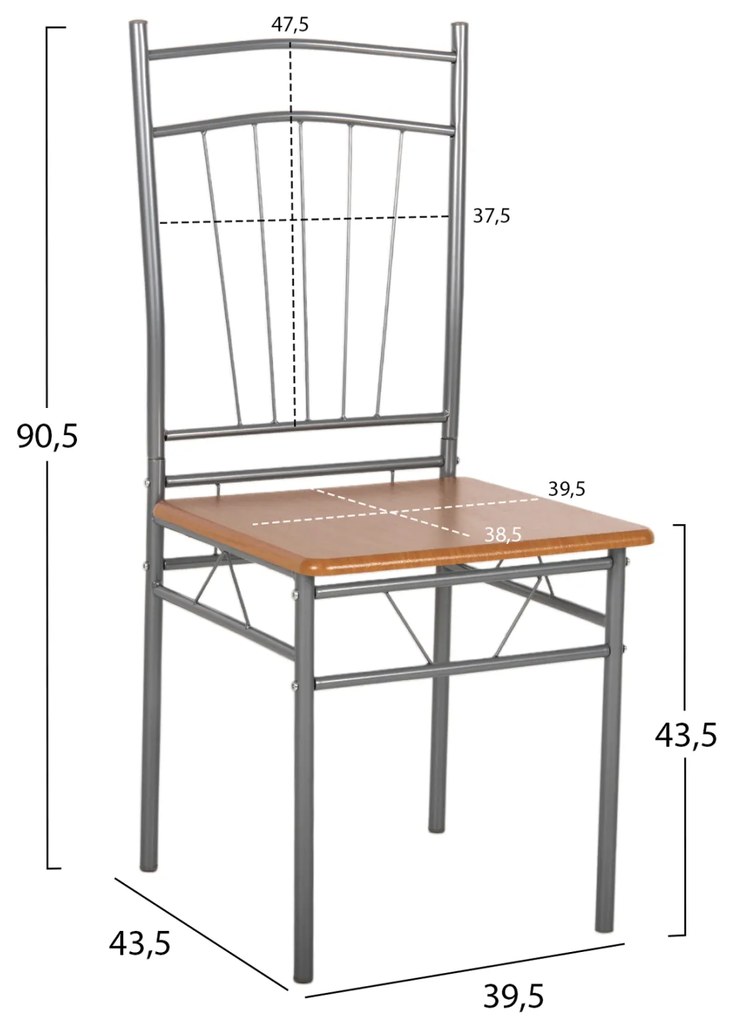 ΣΕΤ ΤΡΑΠΕΖΑΡΙΑΣ 5ΤΜΧ PEARY HM9416.02 ΜΕΤΑΛΛΟ ΑΣΗΜΙ-MDF ΣΟΝΑΜΑ 110x70x74Yεκ. (1 Τεμμάχια)