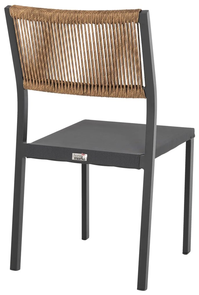 Καρέκλα C5921.01 Αλουμινίου Ανθρακί με Rattan και Textline 46x55,5x83Υ εκ. 46x55.5x83 εκ.