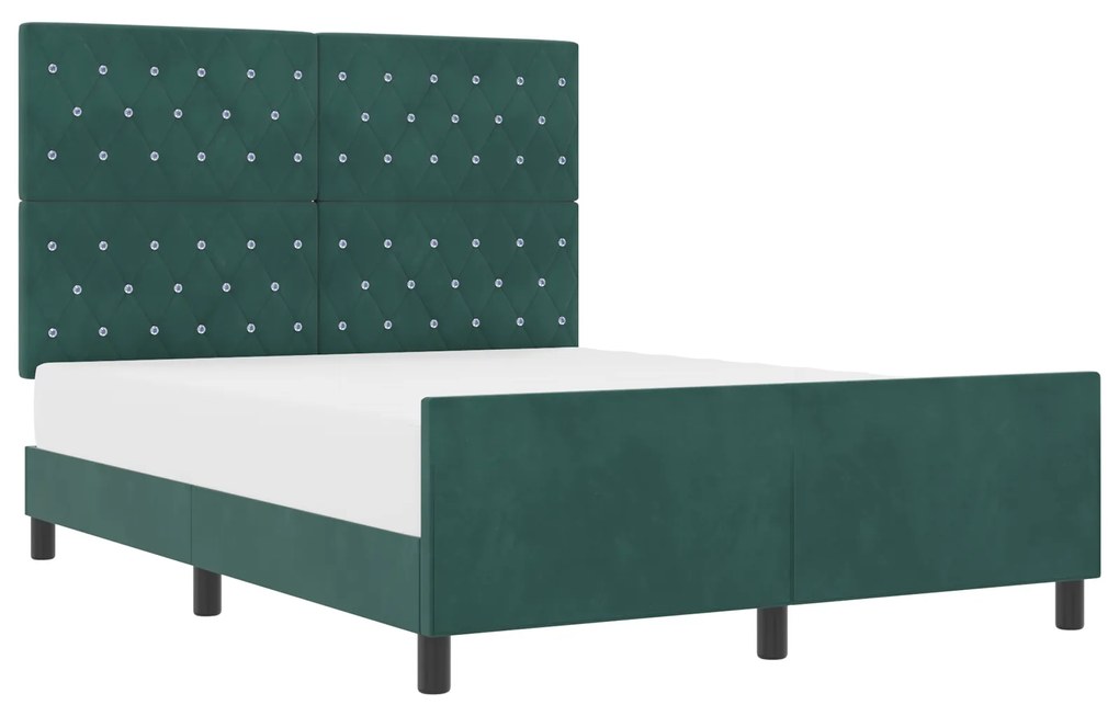 vidaXL Σκελετός Κρεβατιού Σκούρο πράσινο 140 x 190 cm Βελούδο
