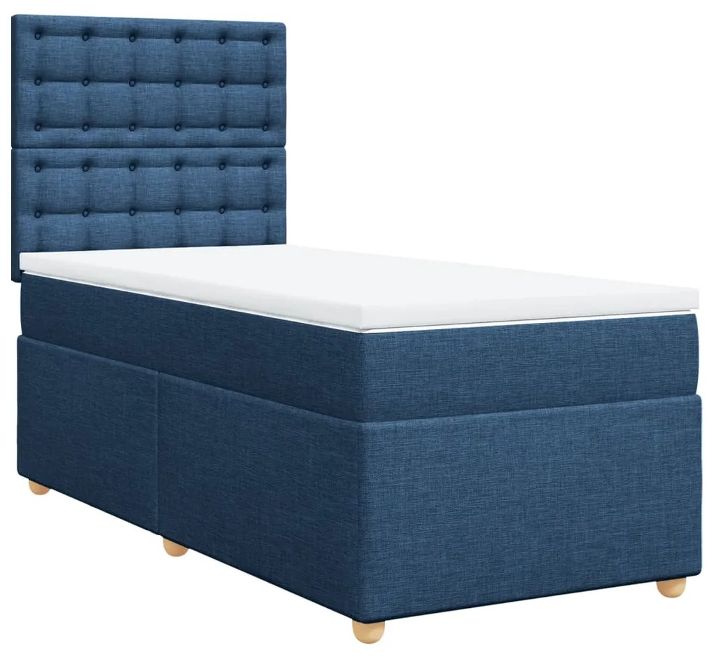 vidaXL Κρεβάτι Boxspring με Στρώμα Μπλε 100 x 200 εκ. Υφασμάτινο