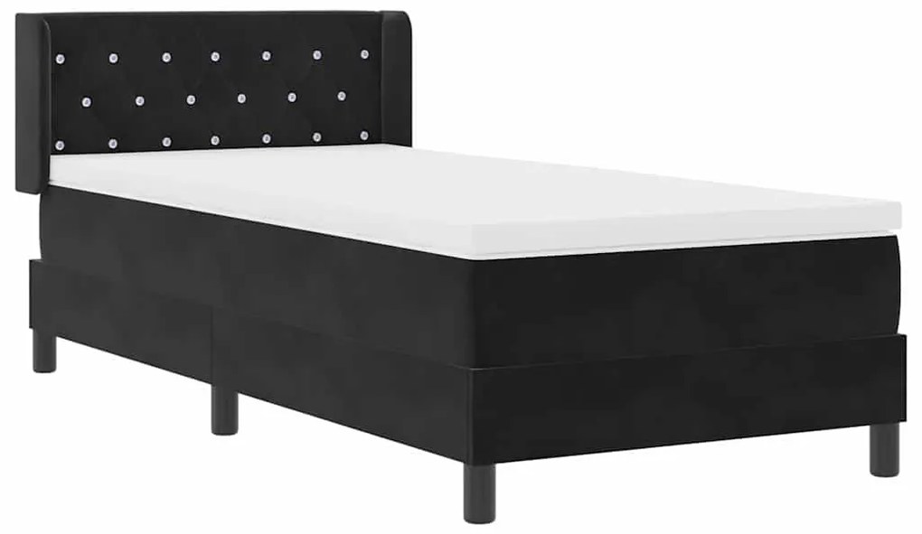 vidaXL Κρεβάτι με Ελατήρια και Στρώμα Μαύρο 100x200 εκ. Βελούδο Μαύρο