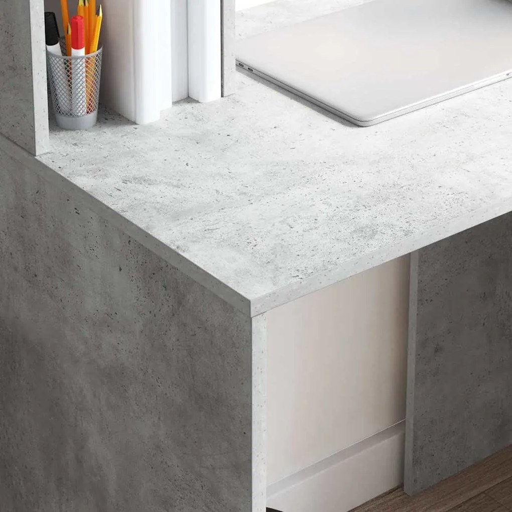 vidaXL Γραφείο Γκρι σκυροδέματος 91 x 50 x 149 εκ Επεξεργασμένο ξύλο