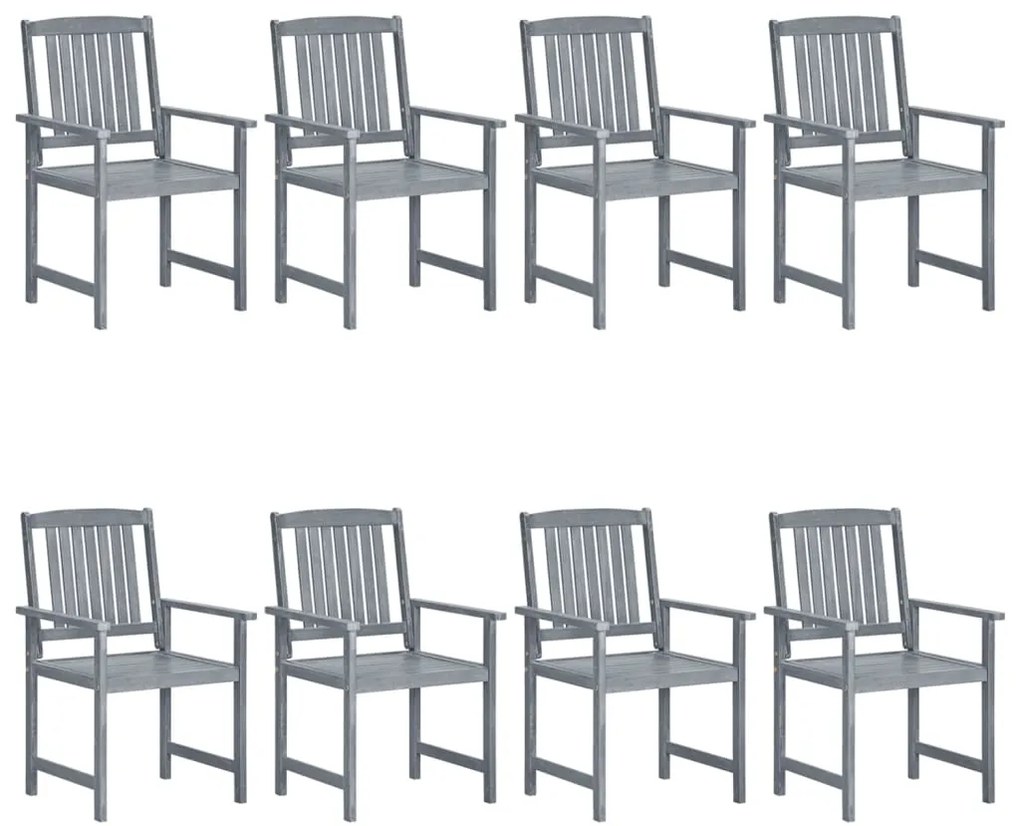 vidaXL Καρέκλες Κήπου 8 τεμ. Γκρι από Μασίφ Ξύλο Ακακίας