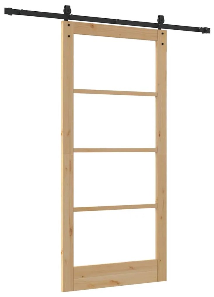 vidaXL Ολισθητή Πόρτα Καφέ 93 x 202 cm Ξύλο και μέταλλο