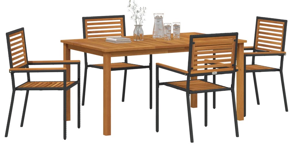 vidaXL Σετ Τραπεζαρίας Κήπου 5 pcs Μαύρο 150 x 90 x 74 cm