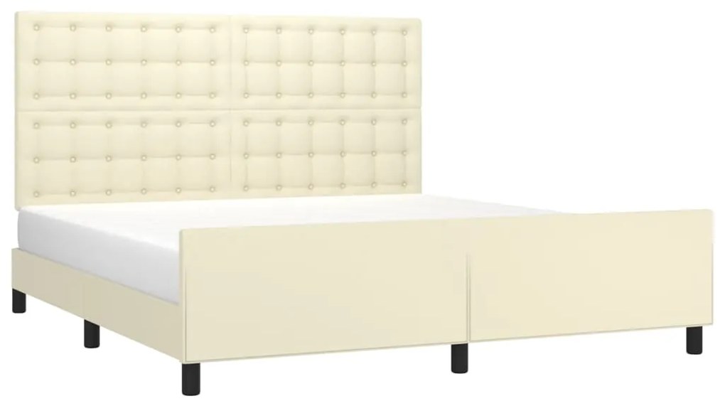 vidaXL Πλαίσιο Κρεβατιού με Κεφαλάρι Κρεμ 180x200 εκ. Συνθετικό Δέρμα