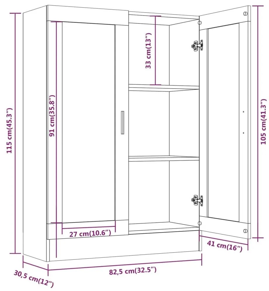 Βιτρίνα Γκρι Sonoma 82,5 x 30,5 x 115 εκ. Επεξεργασμένο Ξύλο - Γκρι