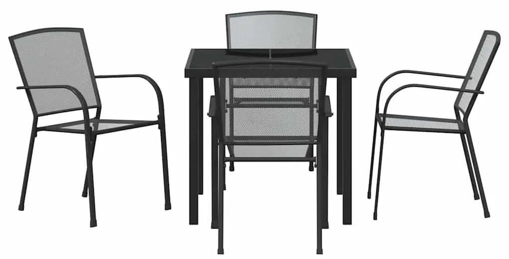 vidaXL Σέτ φαγητού για κήπο 5 pcs Ανθρακί Χάλυβας με επίστρωση πούδρας