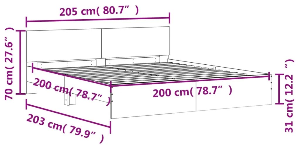 ΠΛΑΙΣΙΟ ΚΡΕΒΑΤΙΟΥ ΜΕ ΚΕΦΑΛΑΡΙ ΓΚΡΙ SONOMA 200X200 ΕΚ. 3207460