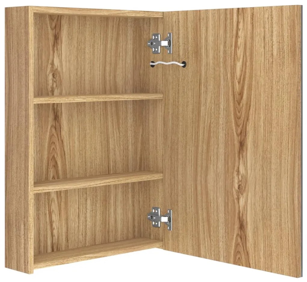 vidaXL Καθρέφτης Μπάνιου με Ντουλάπι &amp; LED Χρώμα Δρυός 50x13x70 εκ.