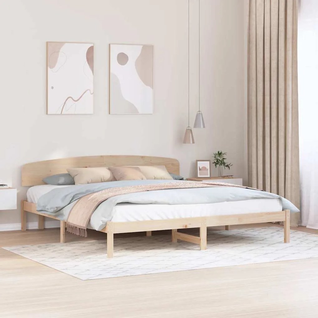 vidaXL Σκελετός Κρεβατιού Καφέ 200 x 200 cm Μασίφ ξύλο πεύκου