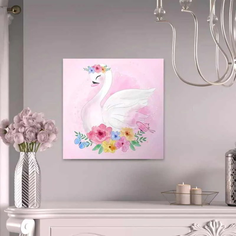 Πίνακας σε καμβά &quot;Baby Swan&quot; Megapap ψηφιακής εκτύπωσης 40x40x3εκ.
