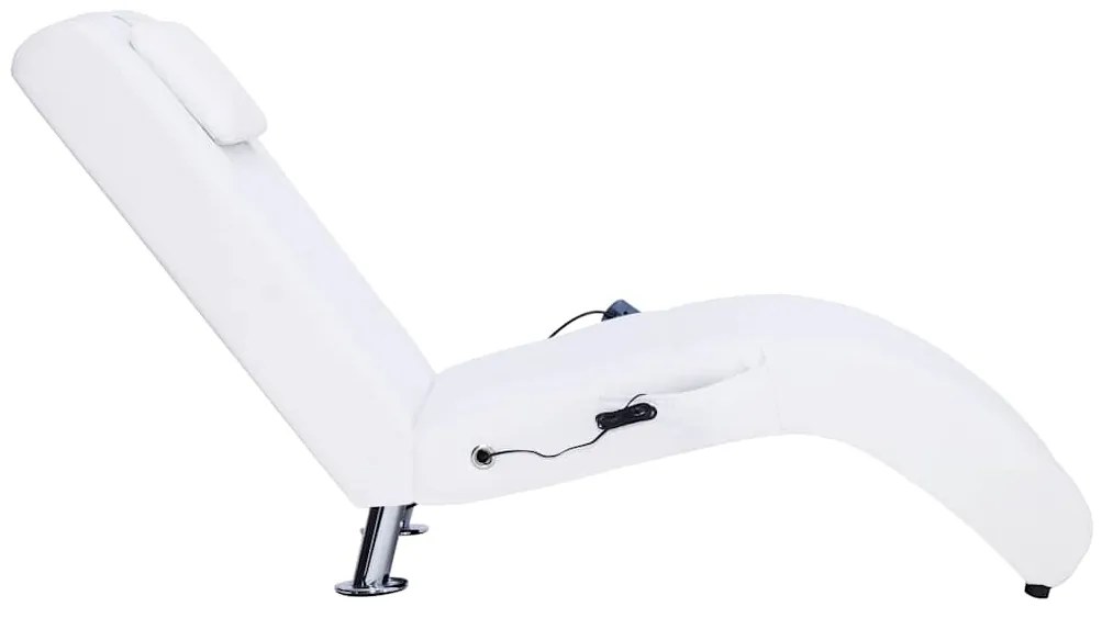 vidaXL Πολυθρόνα/Ανάκλιντρο Μασάζ Λευκή Συνθετικό Δέρμα με Μαξιλάρι