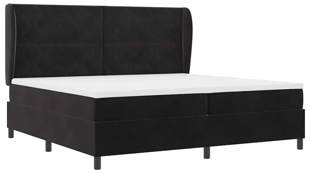 vidaXL Κρεβάτι με ελατήρια με στρώμα Μαύρο 200 x 200 cm Βελούδο