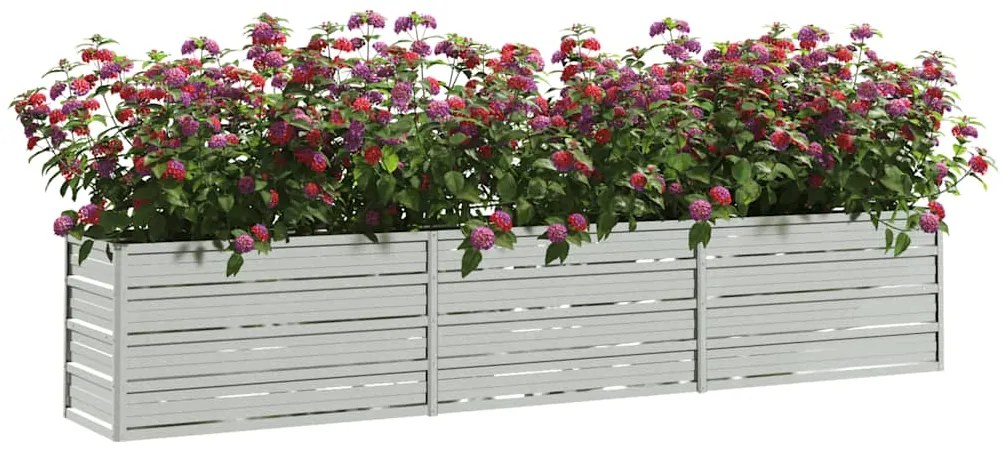 vidaXL Ζαρντινιέρα Υπερυψωμένη Ασημί 240x40x45 εκ. Γαλβανισμ. Χάλυβας
