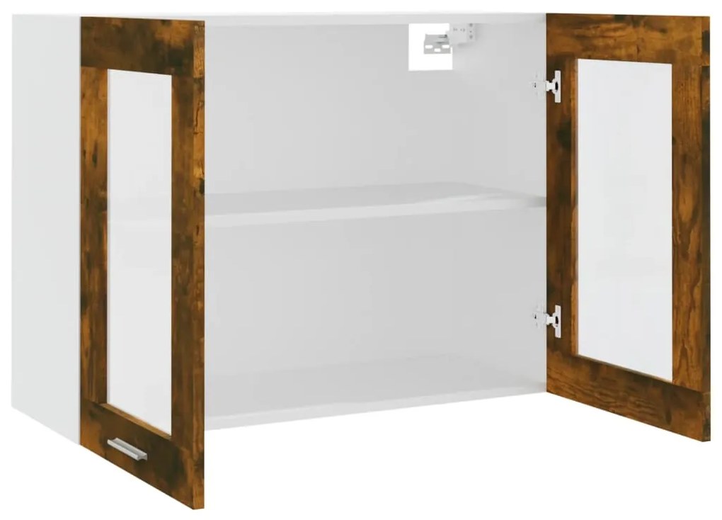 vidaXL Κρεμαστό Γυάλινο Ντουλάπι &quot;Lyon&quot; Καπνιστή Δρυς 80x31x60 εκ. από Τεχνητό Ξύλο