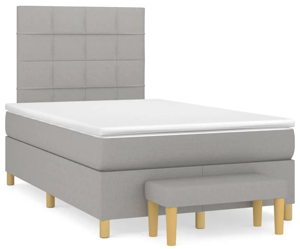 vidaXL Κρεβάτι Boxspring με Στρώμα Ανοιχτό Γκρι 120x200 εκ. Υφασμάτινο