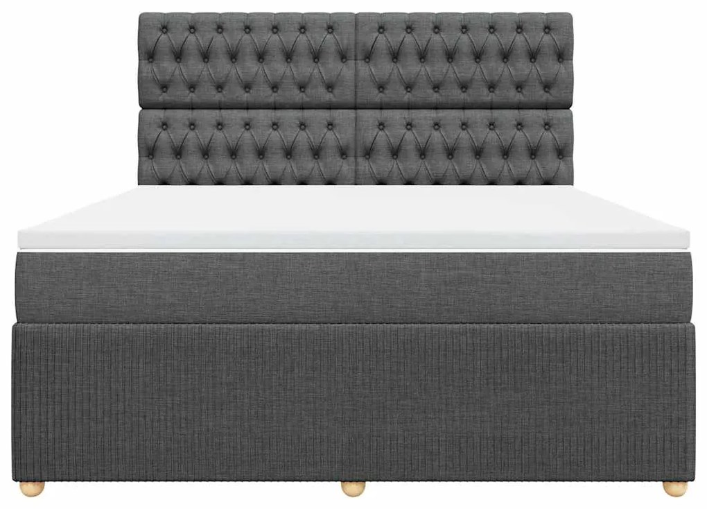 vidaXL Κρεβάτι Boxspring με Στρώμα Σκούρο Γκρι 180x200 εκ Υφασμάτιν
