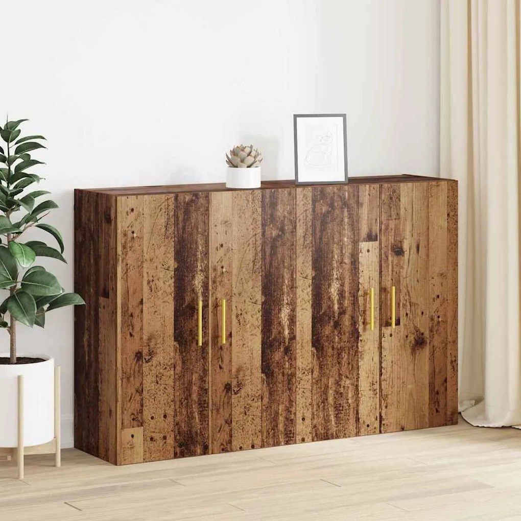 vidaXL Ντουλάπια Τοίχου 2 pcs Παλαιό ξύλο 69.5 x 34 x 90 εκ.