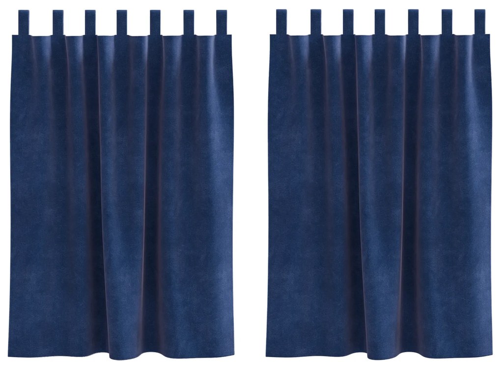 vidaXL Κουρτίνες με κουρτίνες 2 pcs Σκούρο Μπλε 140 x 140 cm Βελούδο