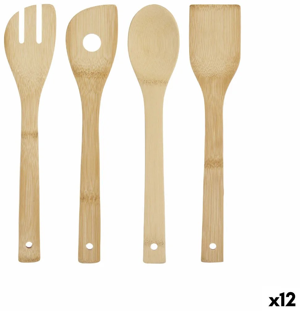 Σετ από μαγειρικά Σκεύη Kinvara Bamboo 8 x 34,5 x 3,2 cm (12 Μονάδες)
