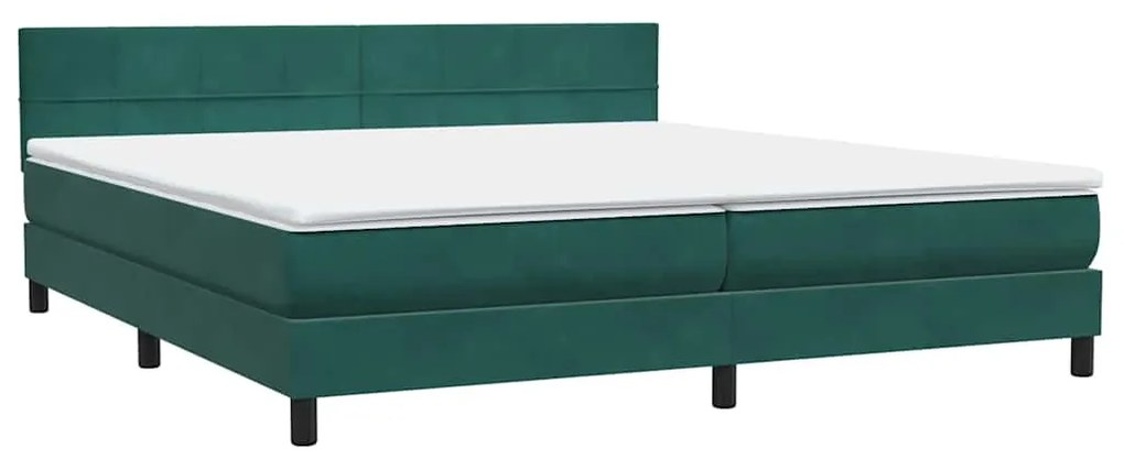 vidaXL Box Spring Κρεβάτι με στρώμα Σκούρο πράσινο 200x220cm Βελούδινο