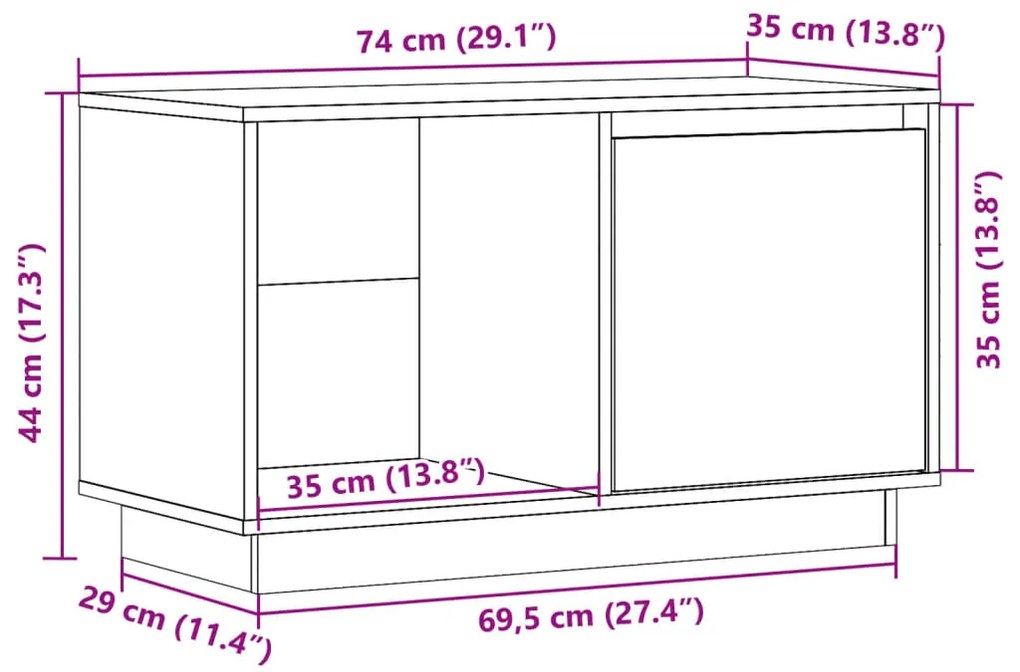 ΈΠΙΠΛΟ ΤΗΛΕΟΡΑΣΗΣ 74 X 35 X 44 ΕΚ. ΑΠΟ ΜΑΣΙΦ ΞΥΛΟ ΠΕΥΚΟΥ 814334