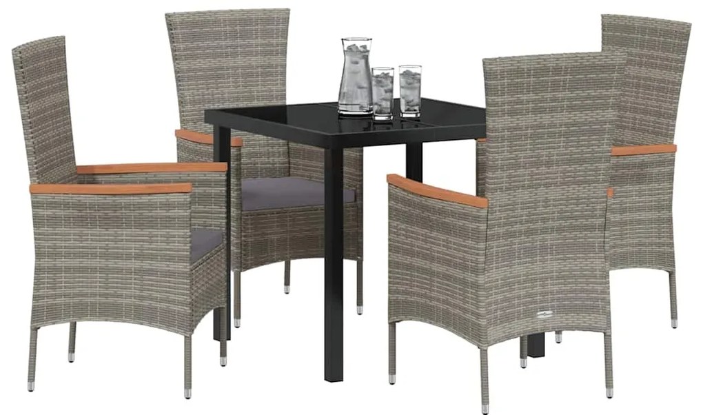 vidaXL Σέτ φαγητού για κήπο 5 pcs Γκρι Χάλυβας με επίστρωση πούδρας