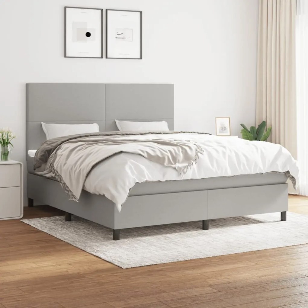 ΚΡΕΒΑΤΙ BOXSPRING ΜΕ ΣΤΡΩΜΑ ΑΝΟΙΧΤΟ ΓΚΡΙ 180X200 ΕΚ. ΥΦΑΣΜΑΤΙΝΟ 3141633