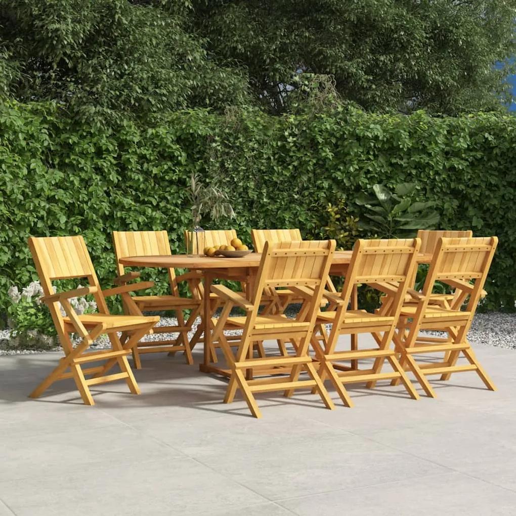 Καρέκλες Κήπου Πτυσσόμενες 8 τεμ. 55x61x90 εκ. Μασίφ Ξύλο Teak