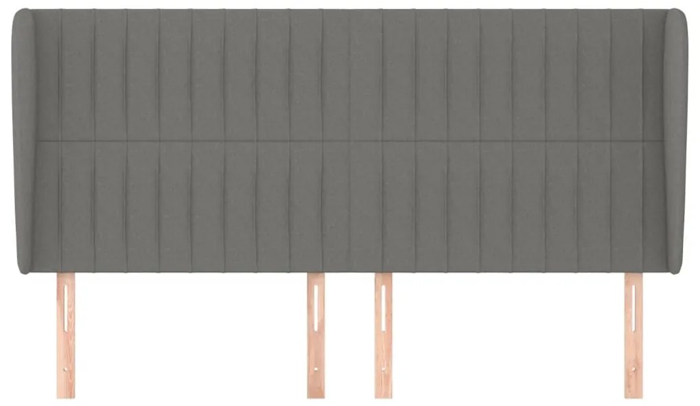 Κεφαλάρι με Πτερύγια Σκούρο Γκρι 163x23x118/128 εκ. Υφασμάτινο - Γκρι