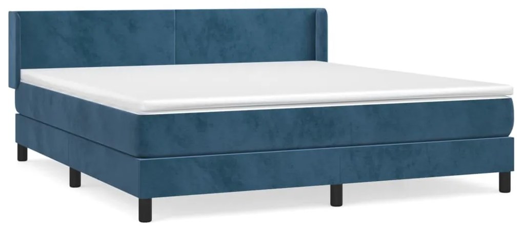 vidaXL Κρεβάτι Boxspring με Στρώμα Σκούρο Μπλε 180x200 εκ. Βελούδινο