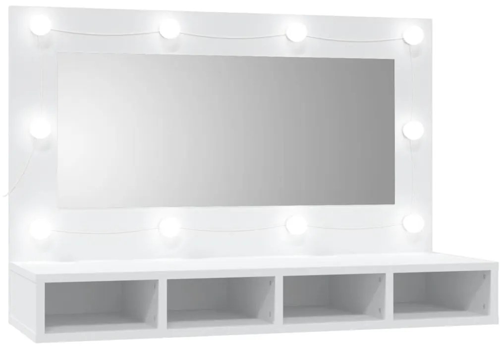 vidaXL Έπιπλο Καθρέπτη με LED Λευκό 90x31,5x62 εκ.