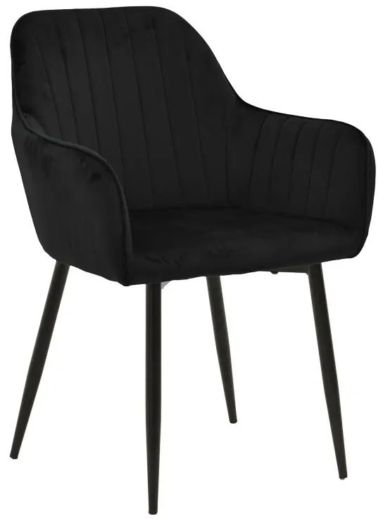 Καρέκλα - Πολυθρόνα Noor σε Μαύρο Βελούδο με Μαύρο Μεταλλικό Πόδι 58x58x86εκ. 2αδα 58x58x86 εκ.